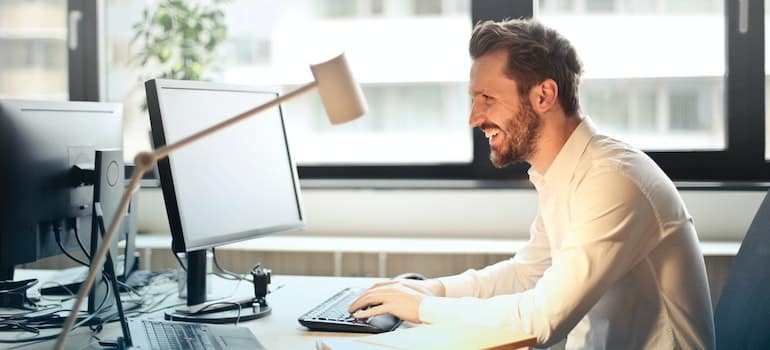 A person looking at a laptop