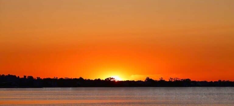 A body of water during dusk