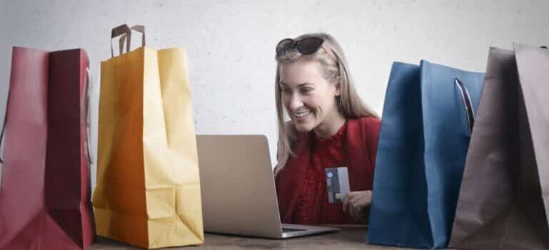 A woman shopping online
