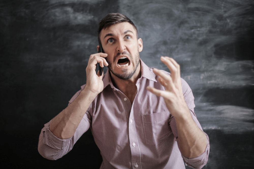 angry man because his moving plans got changed