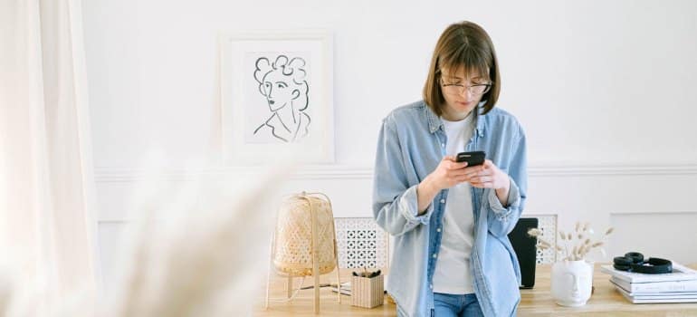 A woman using her smartphone