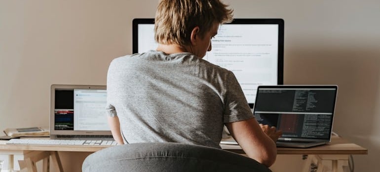 A person working from home