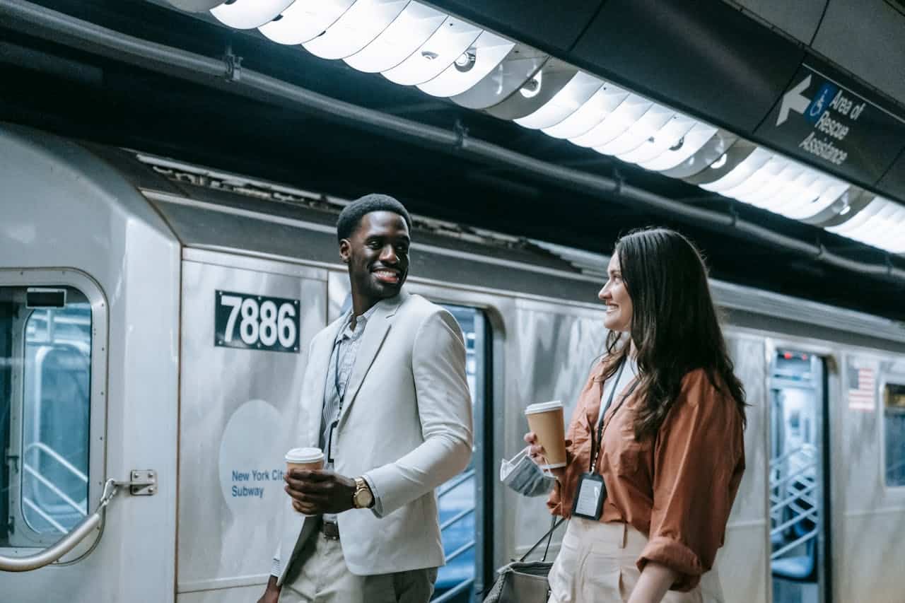 Two people talking how Fairfield County is attracting NYC commuters