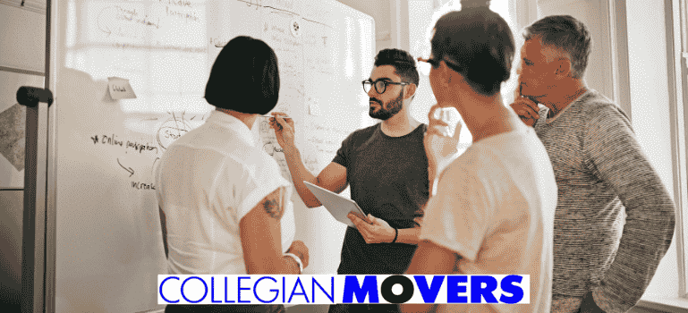 team planning an office move with commercial movers in new haven