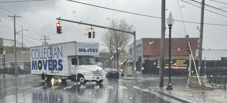 same day movers driving a Collegian Movers truck in Milford CT